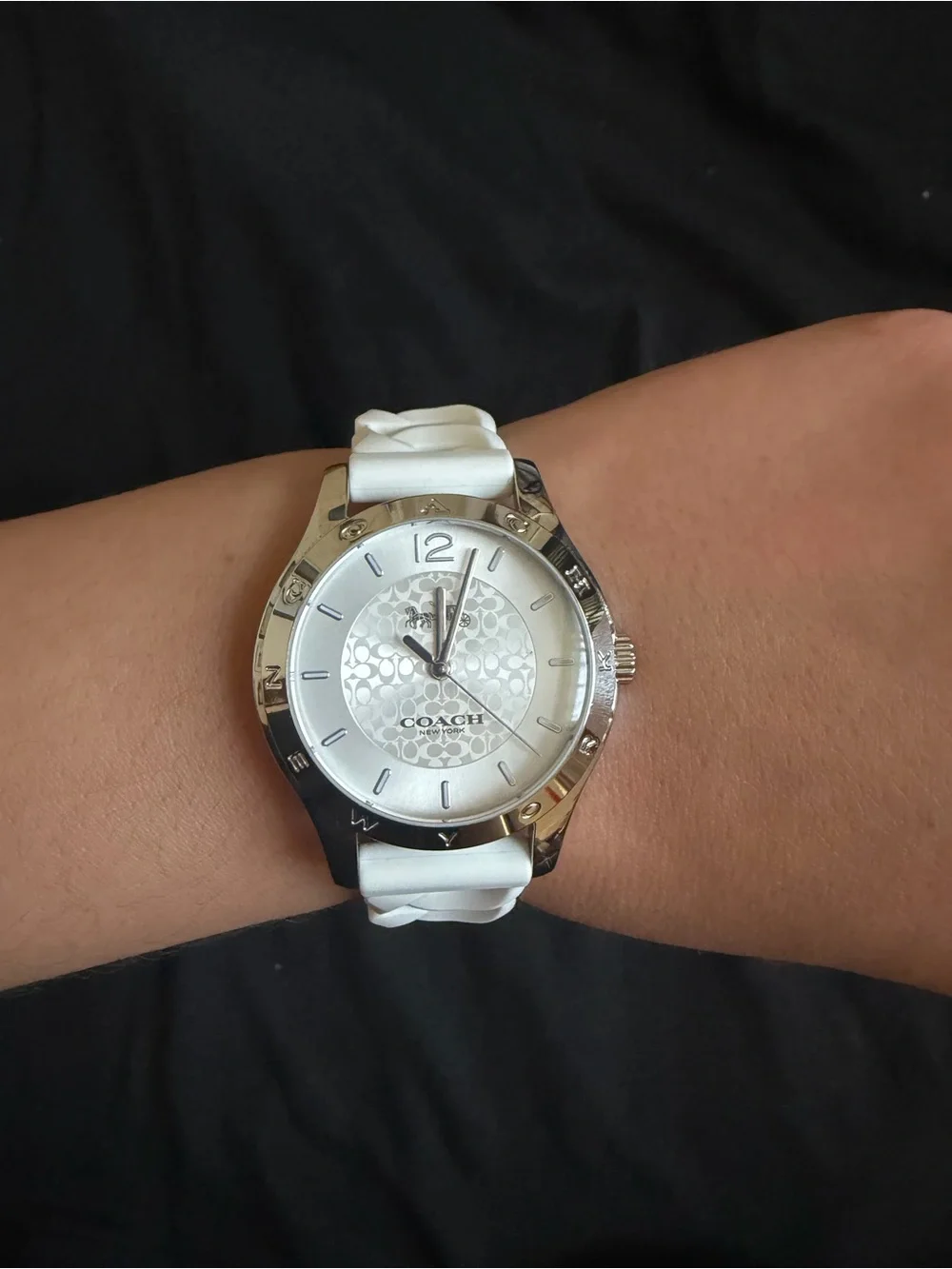 COACH Maddy Watch, 34 Mm Stainless steel case and rubber strap White W1618